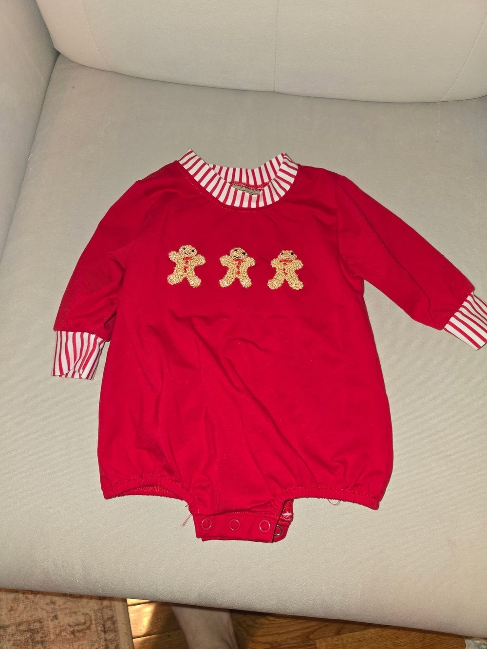 Kids Red Gingerbread One-Piece Romper